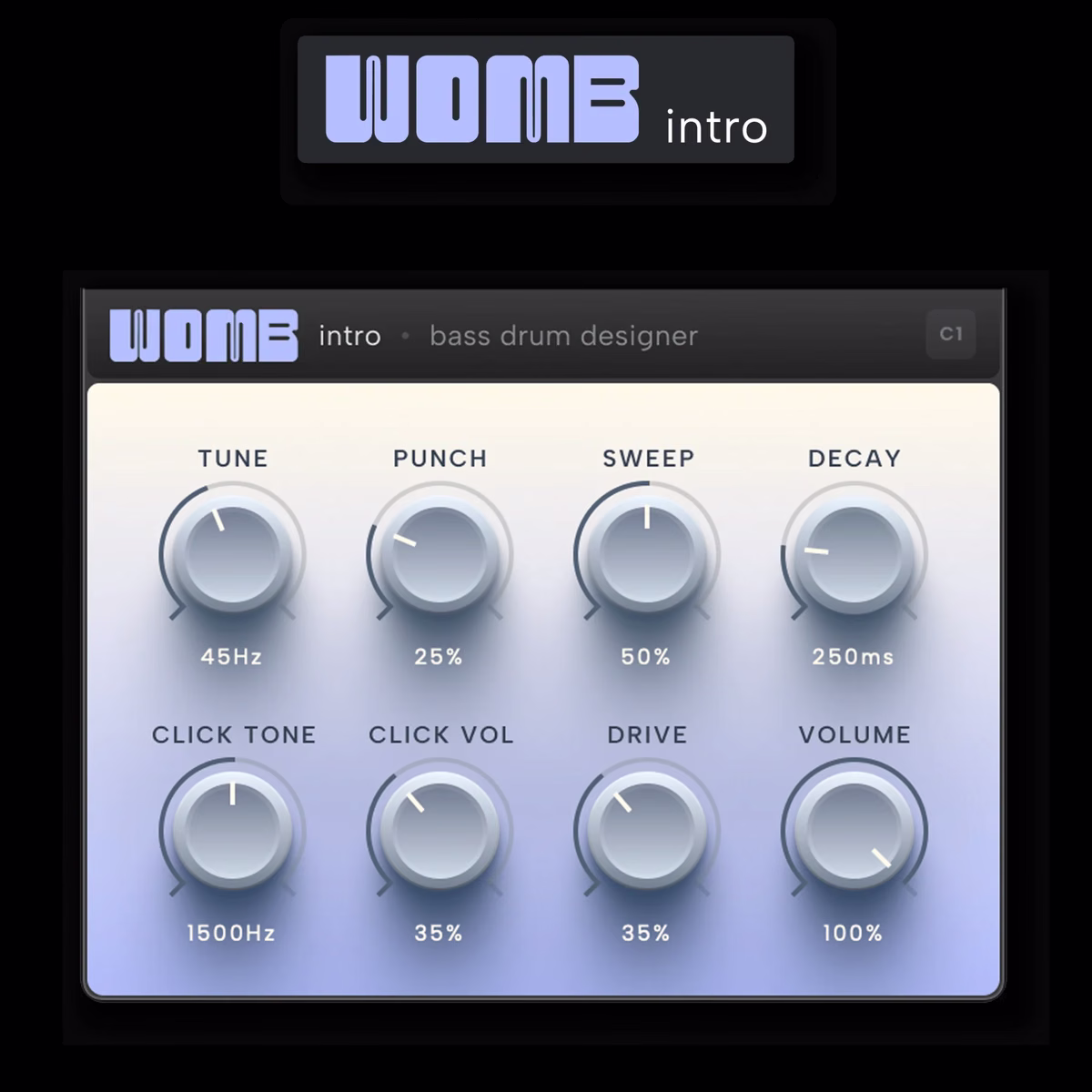 Free 909-style kick drum synth WOMB intro by 510k Arts